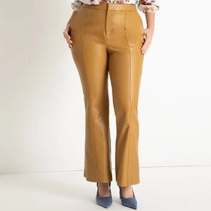 Eloquii Tan Faux Leather Trousers